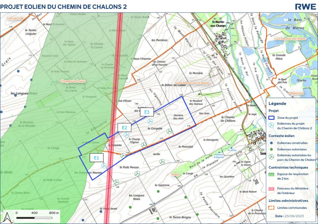 Implantation du parc éolien du Chemin de Châlons II